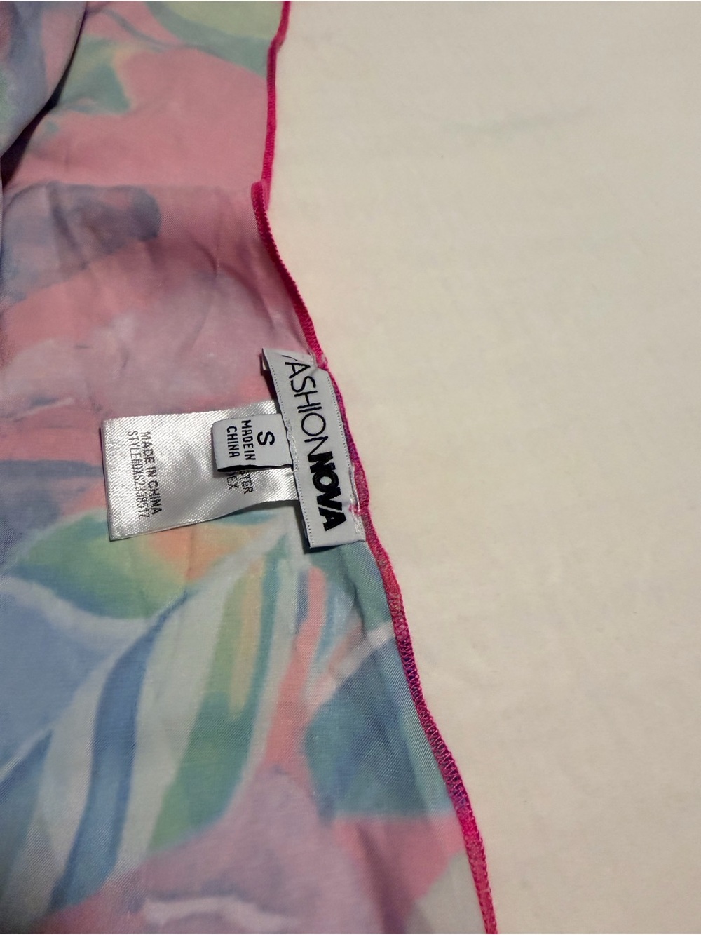 Fashion Nova Pastel Tropical Pants and Scarf/halter top - Pink Multi - Picture 9 of 9